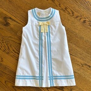 The Beaufort Bonnet Company White and Blue Kids Dress
